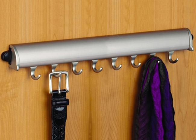 Closet Organizers & Accessories |  Synergy Elite 19-1/4″ (489mm) Fixed Closet Accessory Rack –  8 Hooks Closet Organizers & Accessories Chrome-Polished/Nickel-Satin