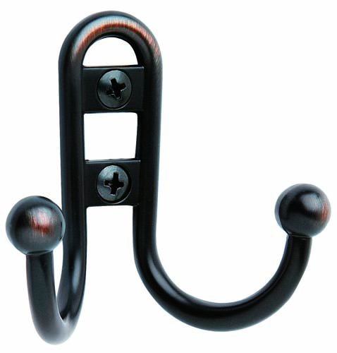 Decorative & Functional Hooks |  2-7/8″ (73mm) Double Prong Robe Hook Decorative & Functional Hooks Bronze-Oil Rubbed/Nickel-Satin