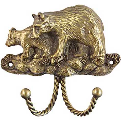 Decorative & Functional Hooks |  3-1/2″ (89mm) Black Bears Hook (Antique Brass) Decorative & Functional Hooks Decorative & Functional Hooks