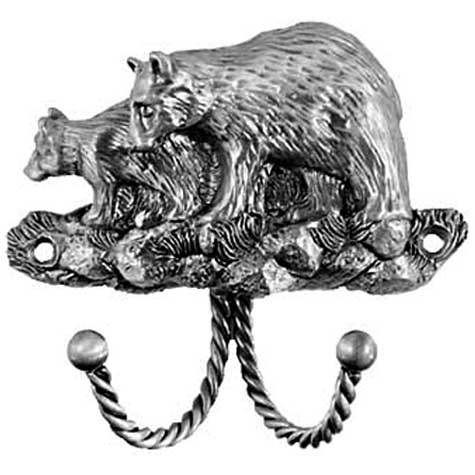 Decorative & Functional Hooks |  3-1/2″ (89mm) Black Bears Hook (Pewter) Decorative & Functional Hooks Decorative & Functional Hooks