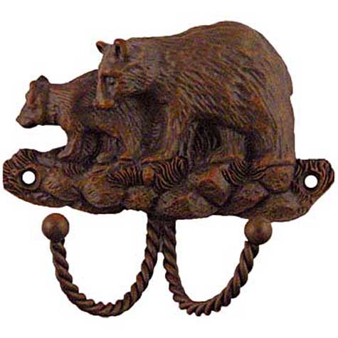 Decorative & Functional Hooks |  3-1/2″ (89mm) Black Bears Hook (Rust) Decorative & Functional Hooks Decorative & Functional Hooks