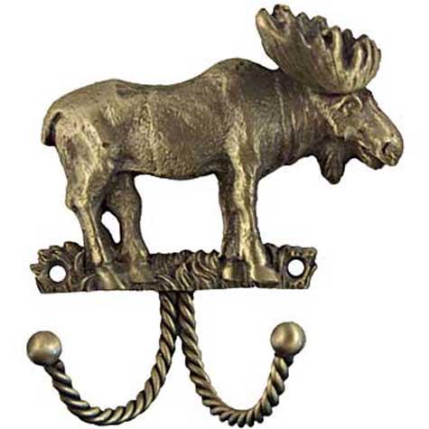 Decorative & Functional Hooks |  3-1/2″ (89mm) Moose Hook (Antique Brass) Decorative & Functional Hooks Decorative & Functional Hooks