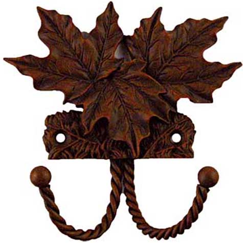 Decorative & Functional Hooks |  3-3/4″ (96mm) Maple Leaf Hook (Rust) Decorative & Functional Hooks Decorative & Functional Hooks