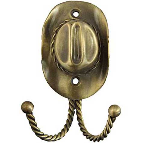 Decorative & Functional Hooks |  4″ (102mm) Cowboy Hat Hook (Antique Brass) Decorative & Functional Hooks Decorative & Functional Hooks