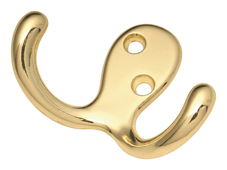 Decorative & Functional Hooks |  Hardware Double Utility Coat Hook – EACH (Polished Brass) Decorative & Functional Hooks Decorative & Functional Hooks