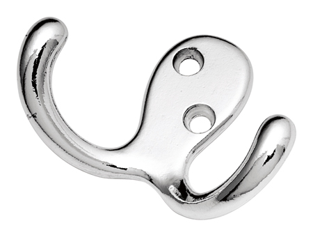 Decorative & Functional Hooks |  Hardware Double Utility Coat Hook – EACH (Polished Chrome) Decorative & Functional Hooks Decorative & Functional Hooks