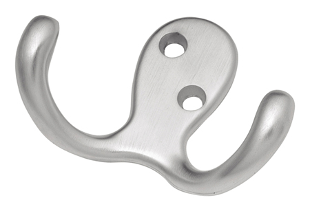 Decorative & Functional Hooks |  Hardware Double Utility Coat Hook – EACH (Satin Silver Cloud) Decorative & Functional Hooks Decorative & Functional Hooks