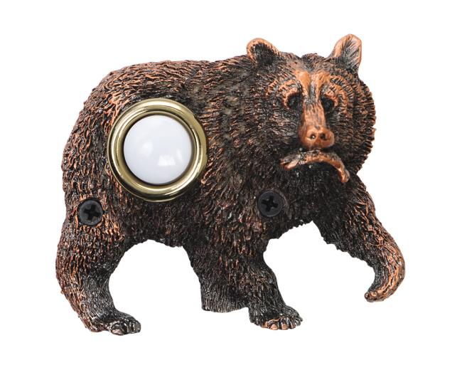 Doorbell Buttons |  Bear with Fish Doorbell Button – (Bronze Plated) Doorbell Buttons Doorbell Buttons