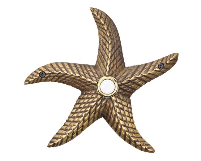 Doorbell Buttons |  Solid Brass  Starfish Doorbell Button Doorbell Buttons Black/Brass-Antique/Bronze-Oil Rubbed/Pewter