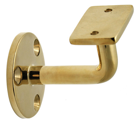 Handrail & Arm Rail Brackets |  Flat Wall Bracket (Unlacquered Polished Brass) Handrail & Arm Rail Brackets Handrail & Arm Rail Brackets