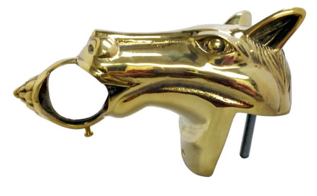 Handrail & Arm Rail Brackets |  Horse Head Bracket for 2″ Diameter Tubing (Unlacquered Polished Brass) Handrail & Arm Rail Brackets Handrail & Arm Rail Brackets