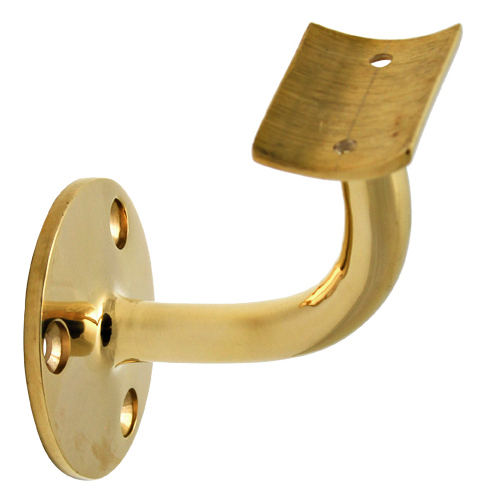 Handrail & Arm Rail Brackets |  Wall Bracket for 1-1/2″ Diameter Tubing (Unlacquered Polished Brass) Handrail & Arm Rail Brackets Handrail & Arm Rail Brackets