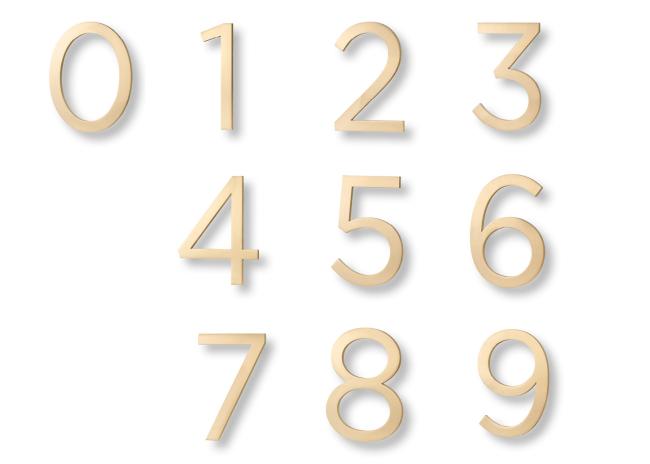 House Numbers, Letters & Address Plaques |  6″ (152mm) Floating Aluminum House Numbers – (Satin Brass) Home House Numbers, Letters & Address Plaques