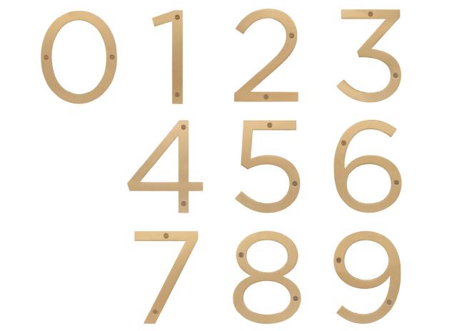 House Numbers, Letters & Address Plaques |  6″ (152mm) Modern Stainless Steel House Numbers – (Satin Brass) Home House Numbers, Letters & Address Plaques