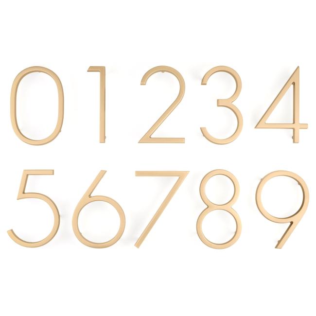 House Numbers, Letters & Address Plaques |  7″ (178mm) Modern House Numbers – (Satin Brass) Home House Numbers, Letters & Address Plaques