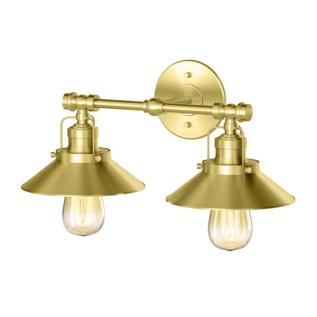 Lighting Sconces |  Modern Farmhouse Double Light Sconce (Brushed Brass) Home Lighting Sconces