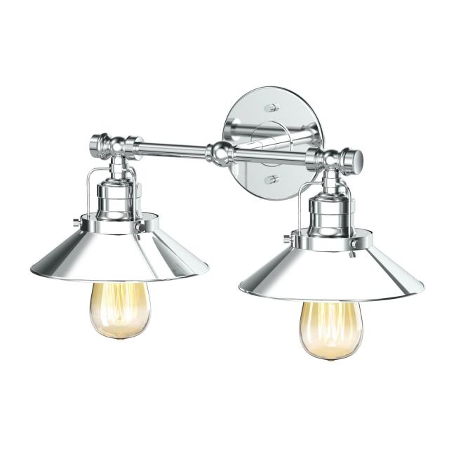 Lighting Sconces |  Modern Farmhouse Double Light Sconce (Polished Chrome) Home Lighting Sconces