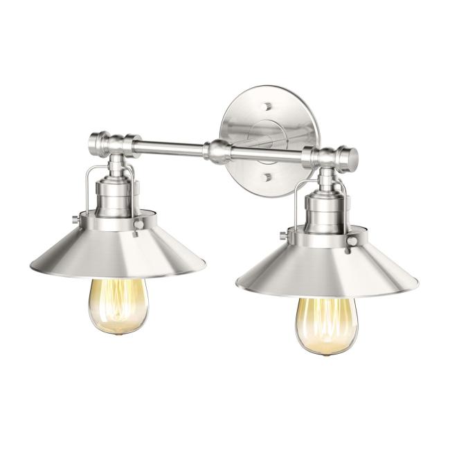 Lighting Sconces |  Modern Farmhouse Double Light Sconce (Satin Nickel) Home Lighting Sconces