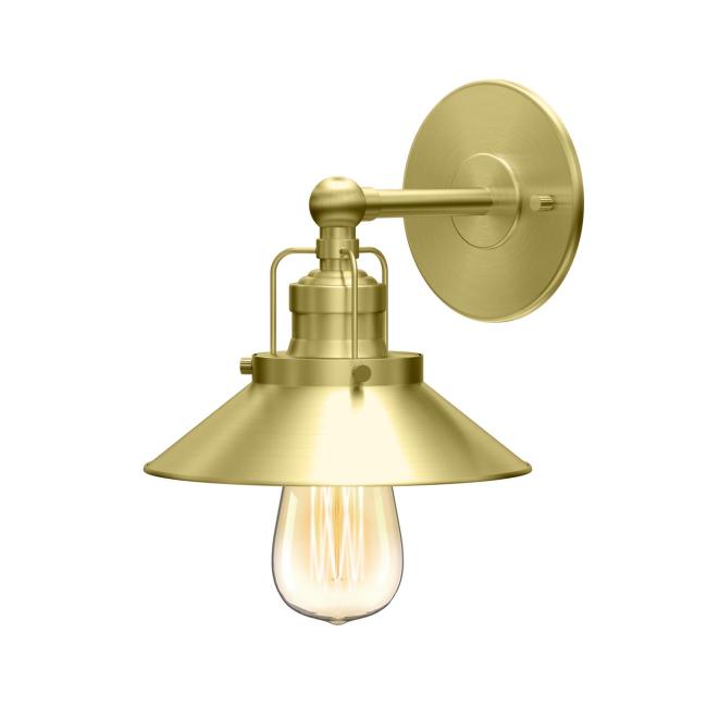 Lighting Sconces |  Modern Farmhouse Single Light Sconce (Brushed Brass) Home Lighting Sconces