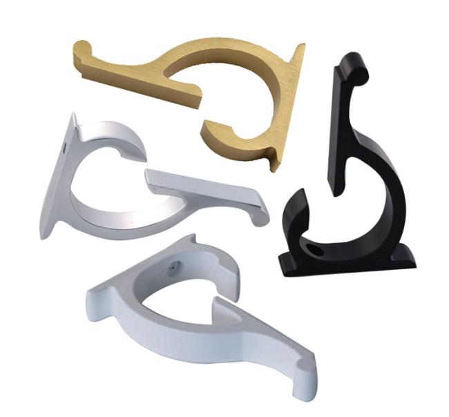 Shelf Brackets & Supports |  “Curve Clip” Shelf Brackets – For 3/8″ to 1/2″ Thick Glass/Shelf – PAIR Home Black-Matte/Brass-Satin/Chrome-Satin/White