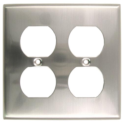 Switch Plates & Outlet Covers |  Double Outlet Switch Plate Cover (Satin Nickel) Home Switch Plates & Outlet Covers