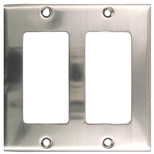 Switch Plates & Outlet Covers |  Double Rocker Plate (Satin Nickel) Home Switch Plates & Outlet Covers