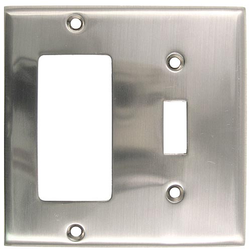 Switch Plates & Outlet Covers |  Double Rocker/Switch Plate (Satin Nickel) Home Switch Plates & Outlet Covers