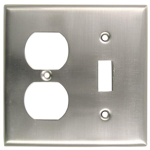 Switch Plates & Outlet Covers |  Double Switch Plate (Satin Nickel) Home Switch Plates & Outlet Covers