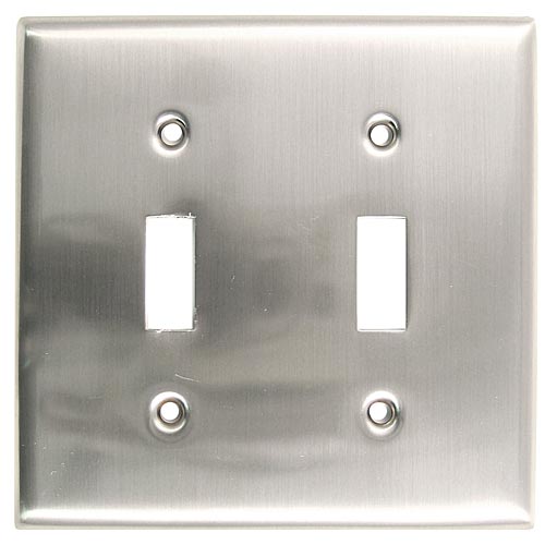 Switch Plates & Outlet Covers |  Double Switch Plate (Satin Nickel) Home Switch Plates & Outlet Covers