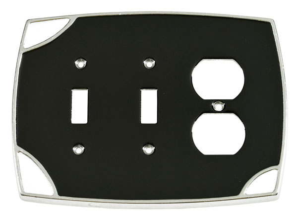 Switch Plates & Outlet Covers |  Duplex Outlet and Double Toggle Switch Cover (Black/White) Home Switch Plates & Outlet Covers