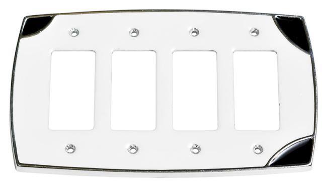 Switch Plates & Outlet Covers |  Quadruple GFI/Paddle Switchplate Cover (White/Black) Home Switch Plates & Outlet Covers