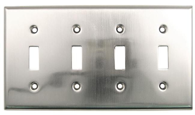 Switch Plates & Outlet Covers |  Quadruple Switch Plate (Satin Nickel) Home Switch Plates & Outlet Covers