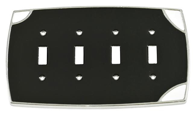 Switch Plates & Outlet Covers |  Quadruple Toggle Switch Cover (Black/White) Home Switch Plates & Outlet Covers