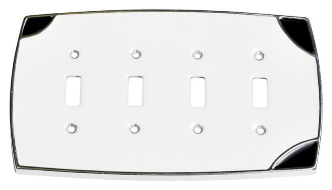 Switch Plates & Outlet Covers |  Quadruple Toggle Switch Cover (White/Black) Home Switch Plates & Outlet Covers