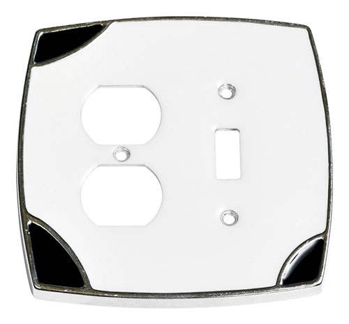 Switch Plates & Outlet Covers |  Single Toggle with Duplex Outlet Cover (White/Black) Home Switch Plates & Outlet Covers