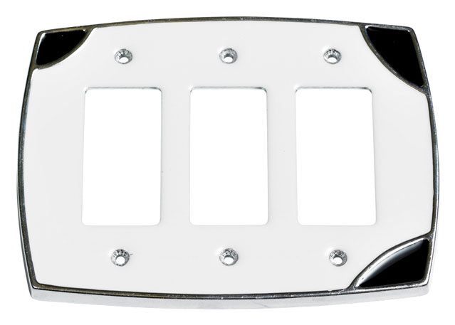 Switch Plates & Outlet Covers |  Triple GFI/Paddle Switchplate Cover (White/Black) Home Switch Plates & Outlet Covers