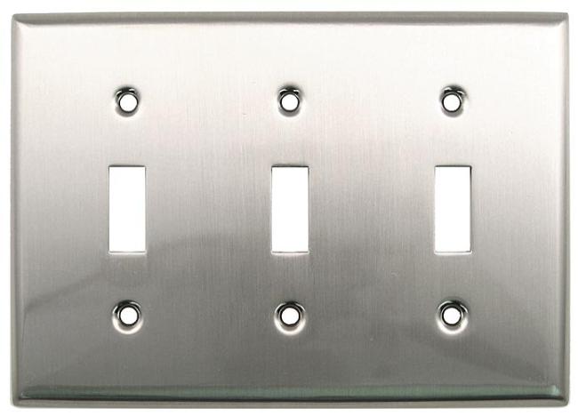 Switch Plates & Outlet Covers |  Triple Switch Plate (Satin Nickel) Home Switch Plates & Outlet Covers