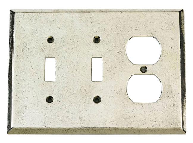 Switch Plates & Outlet Covers |  Duplex Outlet and Double Toggle Switch Cover (White Bronze) Home Switch Plates & Outlet Covers