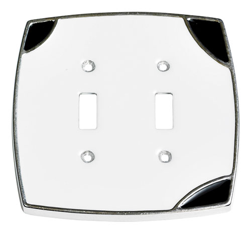 Switch Plates & Outlet Covers |  Double Toggle Switch Cover (White/Black) Home Switch Plates & Outlet Covers