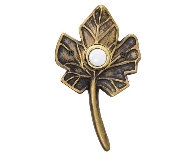 Doorbell Buttons |  Solid Brass Small Leaf Doorbell Button